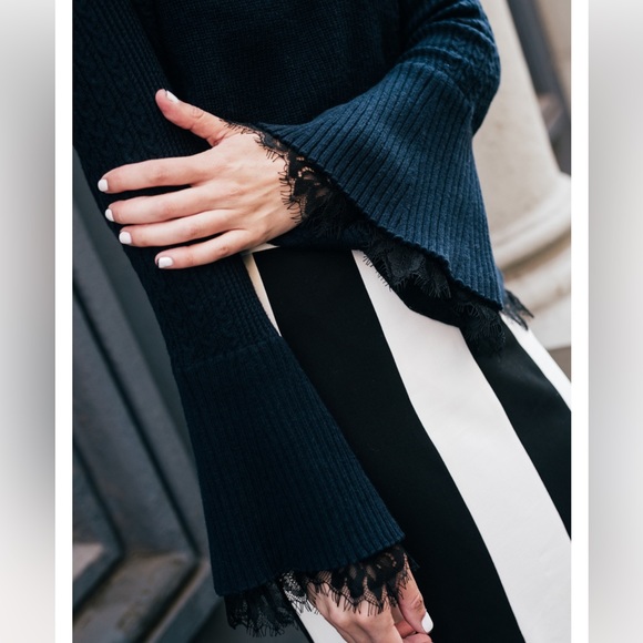 Banana Republic x Olivia Palermo Blue Lace Trim Sweater - Picture 2 of 14